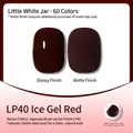 Japanese gel nail polish LP40 Ice Condensed Red in glossy and matte finish effects - Frozen Ice Red (LP40)