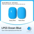 Japanese canned nail gel polish LP53 Ocean Blue showing glossy and matte finish effects - Ocean Blue (LP53)