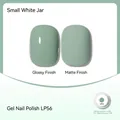 Emerald green LP56 nail gel polish showing glossy and matte finishes in a small jar. - Fairyland Green (LP56)