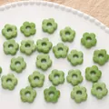 Handmade 16mm vintage green glass flower beads with large holes for DIY jewelry crafting - 1 Piece/Pack / Grass Green