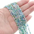 2mm multi-color faceted square glass beads for DIY jewelry making in green and blue - 2mm (Approx. 180 Pcs/Strand) / Forest Lake