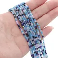 2mm faceted square glass beads in mixed blue and purple tones for DIY jewelry making - 2mm (Approx. 180 Pcs/Strand) / Sky Blue Mixed