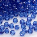 Macro shot of deep blue translucent glass seed beads for DIY jewelry making craft - Style #04 / 3mm (10g/Pack Approx 220 Pcs) / Dark Blue