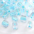 Light blue iridescent square glass beads for DIY handmade jewelry and craft accessories - Style #08 (Square)