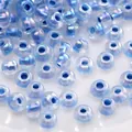 Iridescent light blue round glass seed beads for DIY handmade jewelry making crafts - Style #11