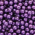 Detailed close-up of vibrant purple glossy ABS faux pearl beads featuring straight holes for DIY - 8mm / Deep purple