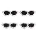 Miniature white acrylic cat-eye glasses for DIY handmade plush doll face decoration - Round Glasses / 40x15mm (10 Pieces/Pack) / White