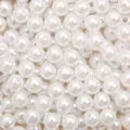 High-gloss ABS ivory white faux pearl round beads with straight holes for DIY jewelry - 4mm / White