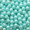 Glossy turquoise blue round ABS faux pearl beads with straight holes for DIY crafts - 4mm / Lake Blue