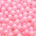 Close-up macro view of light pink round ABS imitation pearl beads for DIY jewelry making - Round Beads / 8mm (Approx. 150 Pcs/Pack) / Pink