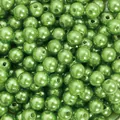 Premium glossy green ABS faux pearl round beads with straight holes for DIY jewelry making - 8mm / Grass Green