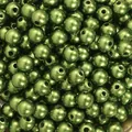 High-gloss green metallic ABS imitation pearl round beads for DIY jewelry crafts - 8mm (Approx 150pcs) / Olive Green