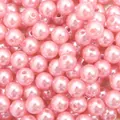 Glossy pink ABS imitation pearl round beads with straight holes for DIY jewelry making - 8mm (Approx. 150 Pcs) / Korean Pink