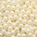 Lustrous cream ABS imitation pearl beads with straight holes for DIY jewelry making - 8mm / Off White