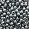 High-gloss grey ABS imitation pearl round beads with straight holes for DIY crafts - 8mm / Gray