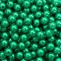 High-gloss emerald green ABS imitation pearl beads with straight holes for jewelry DIY. - 8mm (38g/Pack, Approx. 150pcs) / Dark Green