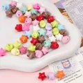 Multi-colored 11x11mm acrylic star beads for DIY handmade jewelry and craft accessories - 10 Pieces Pack / Random Mixed Colors