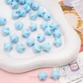 11x11mm light blue acrylic star-shaped beads for DIY handmade jewelry and phone charms - 5 Pieces/Pack / Blue