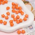 Vibrant orange 11x11mm acrylic star beads for DIY bracelets and handmade jewelry - 5 Pieces/Pack / Bright Orange