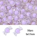 Lavender purple candy-shaped acrylic bead-in-bead DIY jewelry charms, 9x17mm 50pcs pack - Transparent Candy Style / 50 Pieces / Purple