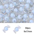 Pack of 50 light blue 9x17mm acrylic candy-shaped beads for DIY jewelry crafts - Transparent Candy Style / 50 Pieces / Blue