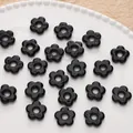 16mm retro black glass flower beads with large holes for DIY handmade jewelry crafts - 1 Piece/Pack / Black