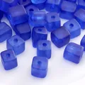 Frosted cobalt blue cube glass beads for DIY jewelry making accessories - Style #13