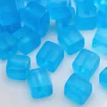 High-quality frosted blue cube glass beads for handmade DIY jewelry making projects - Style #14