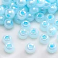 Light blue iridescent round glass beads for handmade DIY jewelry making and beading projects - Style #18