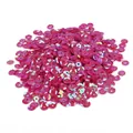 Iridescent pink cupped sequins for DIY craft decoration and sewing clothing accessories - Round Cup Shaped / 6mm Diameter / 20g Pack (Approx. 1200 Pcs) / Rose Red (No. 6)