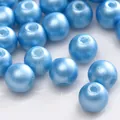 Pearlescent sky blue round glass beads for DIY handmade jewelry and bracelet making - Style #22