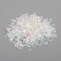 Shimmering iridescent white cup sequins for DIY garment decoration and stage craft costumes - Round Cup Shaped / 6mm Diameter / 20g Pack (Approx. 1200 Pcs) / Transparent White (No. 9)