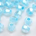Light blue faceted iridescent glass loose beads for DIY jewelry making and necklaces - Style #24 (Faceted Cylinder)