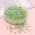 Perles en verre boulier 2x4mm en mélange vert jade glacé et jaune pour bijoux DIY - 2x4mm (Ouverture environ 1mm) / 10g/Sac (Env. 150 Pcs) / Série Vert Jade