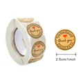 Round Kraft paper thank you stickers roll with heart for handmade gift packaging 2.5cm - 500 Pieces/Pack / Kraft (Handmade Heart)