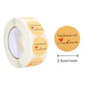 2.5cm round kraft paper roll stickers with handmade with love design for DIY gift packaging - 500 Pieces/Pack / Kraft (Handmade With Love)