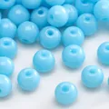 Polished sky blue round glass beads for DIY handmade jewelry and craft projects - Style #30 (Round Beads)