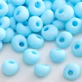 Macrophotography of sky blue matte glass seed beads for DIY jewelry and crafts - Frosted Seed Bead (#36 Style)