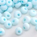 Matte light blue glass doughnut beads for DIY jewelry making bracelets and necklaces - Frosted Large Hole Bead (#37 Style)