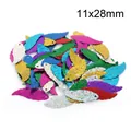 Assorted colorful leaf-shaped sequins for DIY craft, clothing and stage accessories - Laser Leaf / 11x28mm, 20g Pack (Approx. 200 Pieces) / Multicolor