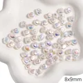 Hochwertige irisierende ABS unregelmäßige Perlen für DIY-Schmuck, 8x9mm große Perlen. - Kleiner Stein 8x9mm / 2 Stück / Weiß