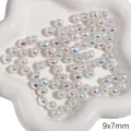 Irisierende ABS-Perlen 9x7mm unregelmäßige Form für DIY Schmuckherstellung Zubehör - Bohne 9x7mm / 2 Stück / Weiß