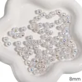 Hochwertige 8mm irisierende weiße ABS-Perlen für DIY-Schmuckherstellung und Bastelprojekte - UFO-Form 8mm / 2 Stück / Weiß