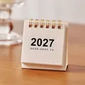 Mini calendrier de bureau 2027 minimaliste blanc, design portable pour le bureau - Blanc