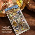 Set di adesivi vintage a rilievo 3D con dipinti a olio di Van Gogh per scrapbooking - 2 Fogli / Cielo Stellato di Van Gogh