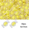 Yellow candy-shaped acrylic beads 9x17mm for DIY jewelry necklace making 50pcs set - Transparent Candy Style / 50 Pieces / Yellow