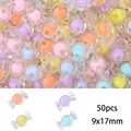 Pack of 50 colorful candy shaped acrylic beads 9x17mm for DIY jewelry making projects - Transparent Candy Style / 50 Pieces / Multicolor