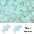 50pcs mint green frosted candy-shaped acrylic beads, 9x17mm for handmade DIY jewelry crafting - Frosted Candy Style / 50 Pieces / Green