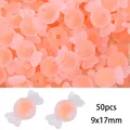 50 pieces of pink frosted acrylic candy shaped beads 9x17mm for DIY jewelry bracelets - Frosted Candy Style / 50 Pieces / Orange