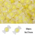 Yellow frosted acrylic candy-shaped beads for DIY jewelry, 9x17mm size, pack of 50 - Frosted Candy Style / 50 Pieces / Yellow